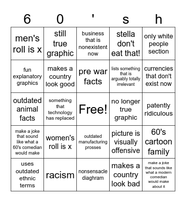 60's world encyclopedia bingo Card