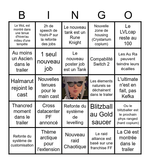 prédictions de Rhia pour FFXIV 8.0 Bingo Card