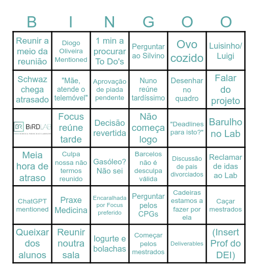 Team Meeting Quedas Bingo Card