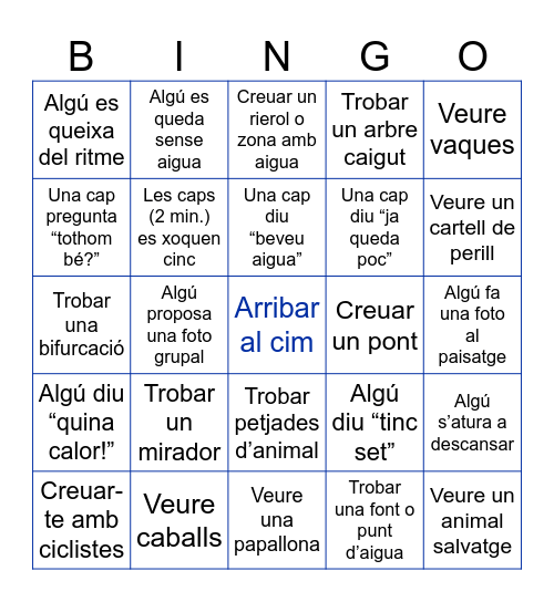 SORTIDA FAÍLIES 45È Bingo Card