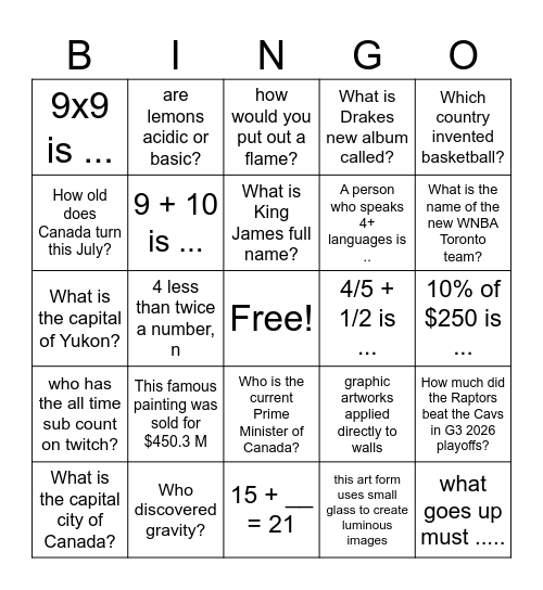 STEM Bingo Card