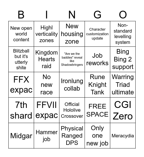Fanfest Bingo Card