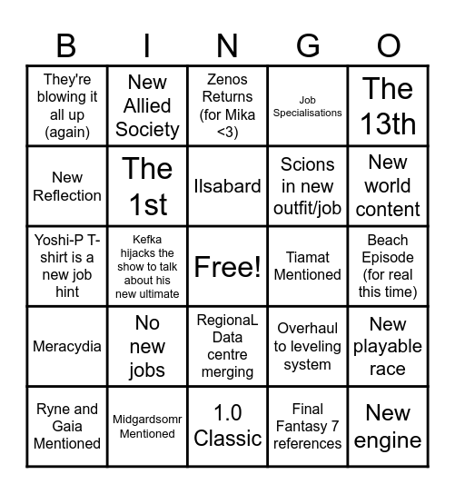 Keynote Bingo Card