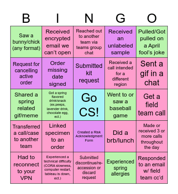 Sprinkle of Spring Bingo Card