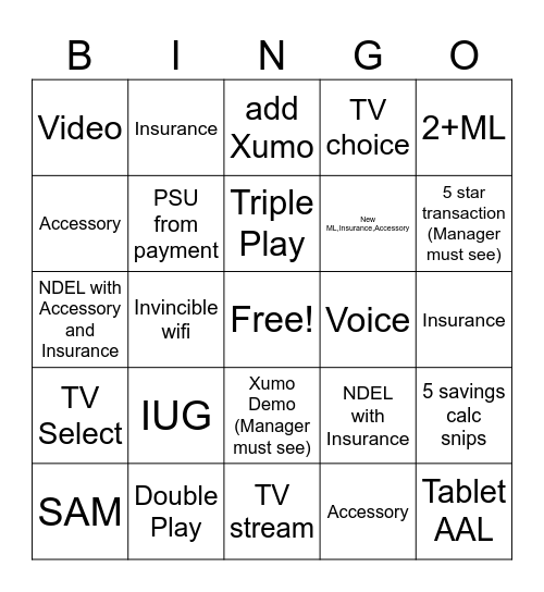 Mercier Bingo Card