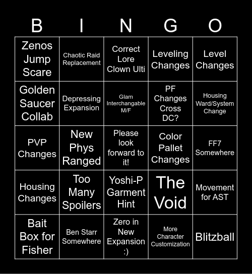 FanFest Copium Bingo Card