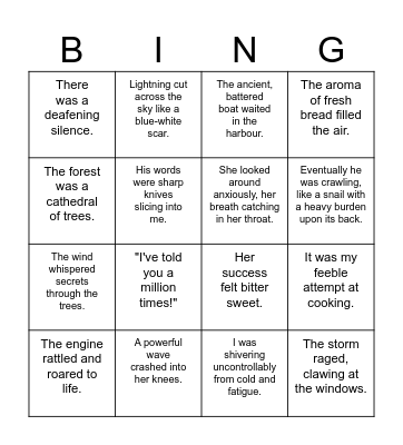LANGUAGE TERMINOLOGY Bingo Card