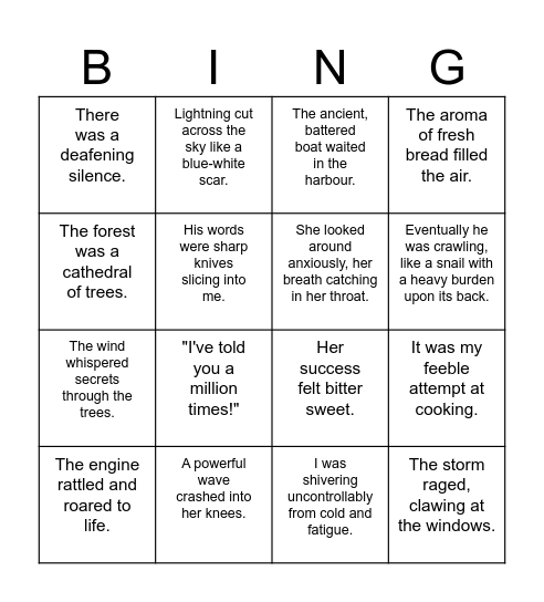 LANGUAGE TERMINOLOGY Bingo Card