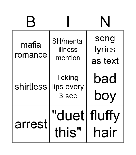 tiktok bf povs 2022 Bingo Card