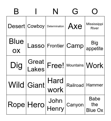 Tall Tale Biingo Bingo Card
