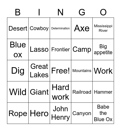 Tall Tale Biingo Bingo Card