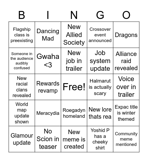 Fanfest 2026 Bingo Card