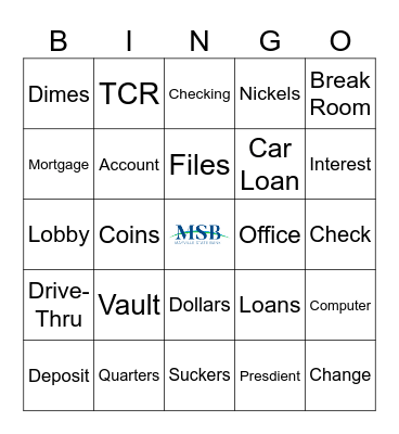 Bank Bingo Card
