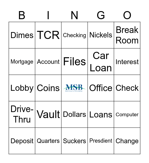 Bank Bingo Card