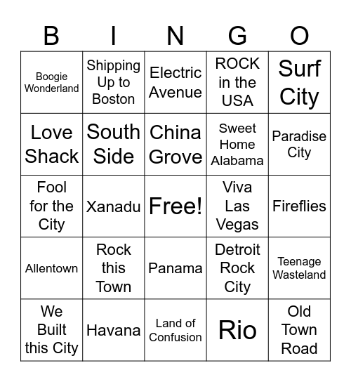 Places26 Bingo Card