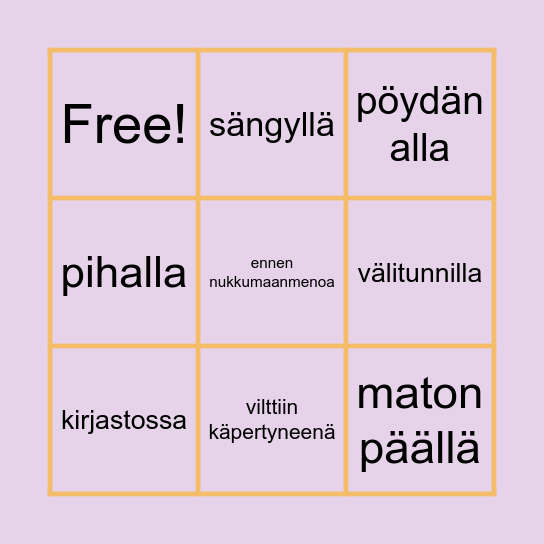 Olen lukenut Bingo Card