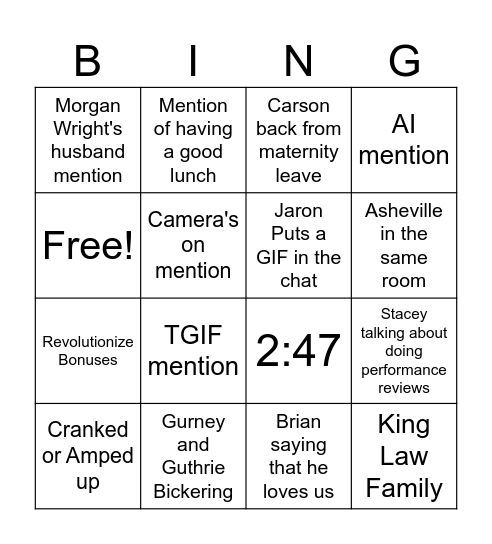 KLO Bingo Card