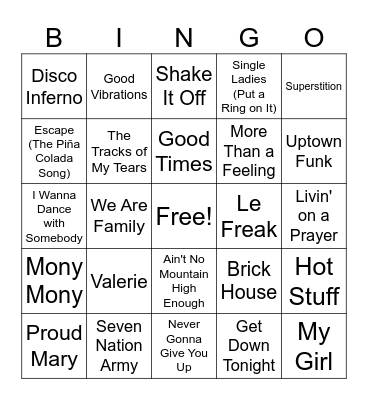 Singo Bingo Card