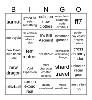 Fanfest 2026 Bingo Card