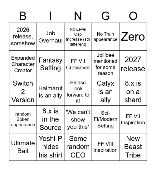 NA FanFest 2026 Keynote Bingo Card