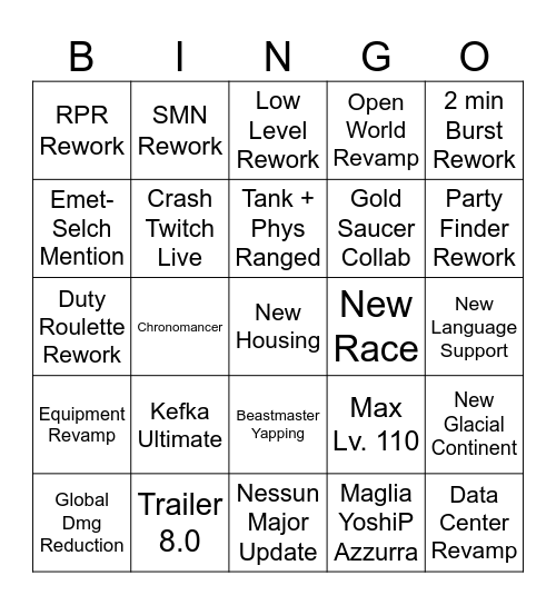 FFXIV Bingo Card