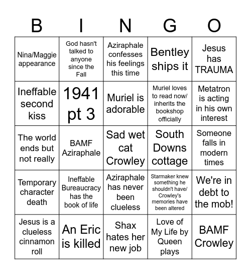 GOmens finale bingo Card