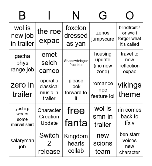 FANFEST 2026 Bingo Card