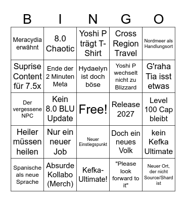 FFXIV Fan Fest US Bingo Card