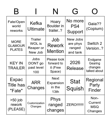 2026 US Fanfest Bingo Card