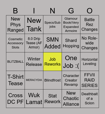 FFXIV FanFest Bingo Card
