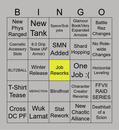FFXIV FanFest Bingo Card