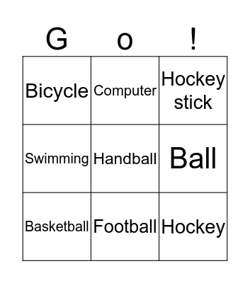 Bingo 'Hobbies & Sports' Bingo Card