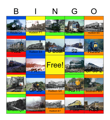 Memories of the Delaware and Hudson and Circus Train Bingo Card