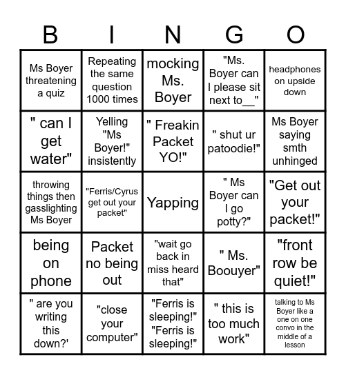 Period 5 bio Bingo Card