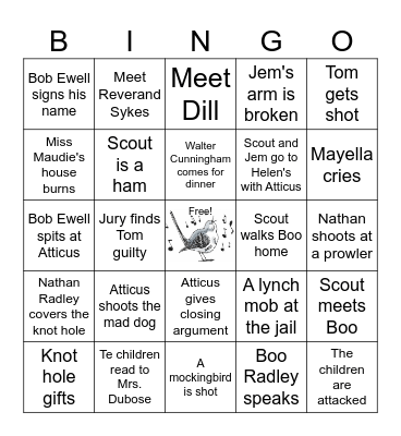 Mockingbird Movie Bingo Card