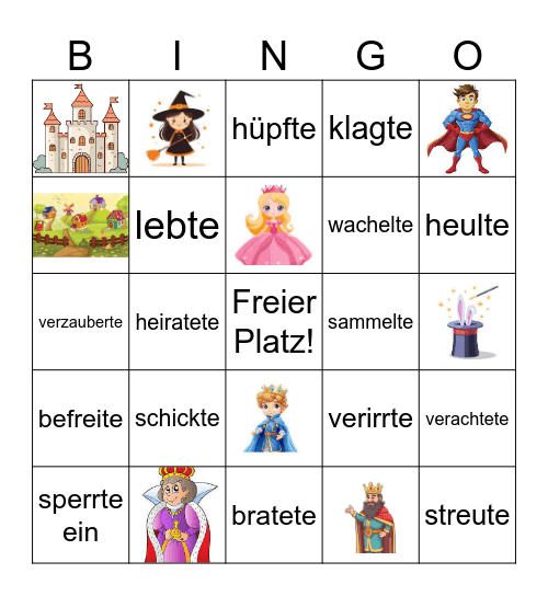 Maerchen Vokabeln & Imperfekt Bingo Card
