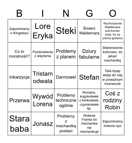 Bingo sesji Bingo Card