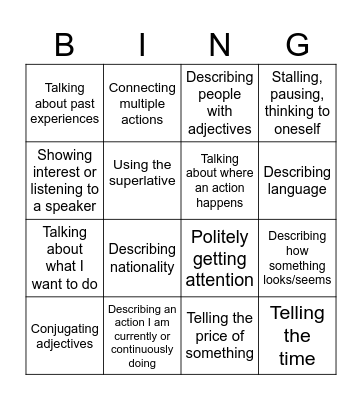 J2 Sem2 Functions SY25-26 Bingo Card