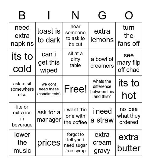 THE Perkins Bingo Card