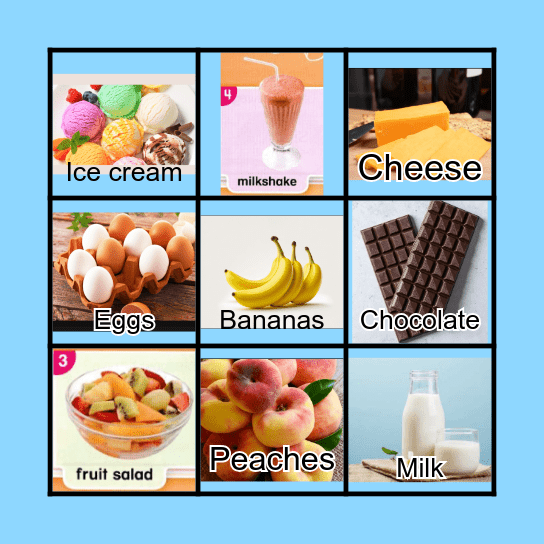 Cooking Bingo Card