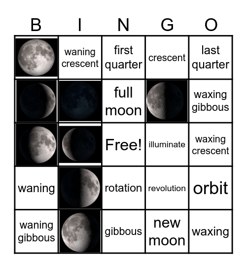 Lunar Cycle BINGO Card