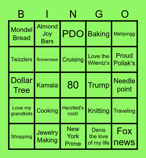 Gamala's Birthday Bingo Card
