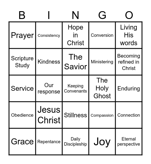 Choose Joy: A Gospel Bingo Game Bingo Card