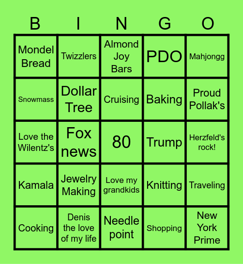 Gamala's Birthday Bingo Card
