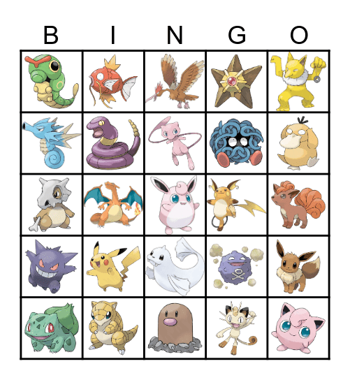 Pokémon Bingo Card