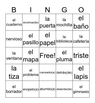 spanish study guide Bingo Card
