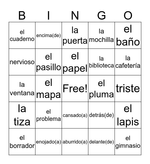 spanish study guide Bingo Card