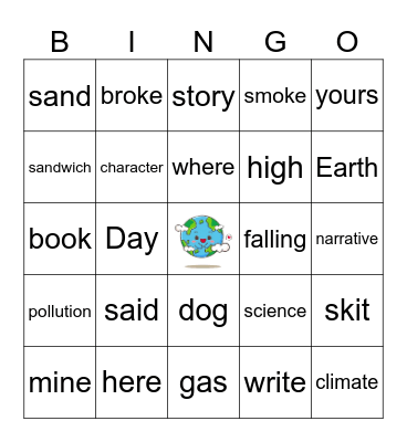 Earth Day Bingo Card