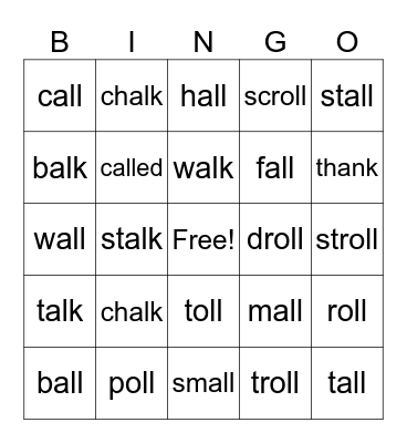al, all, alk bingo Card