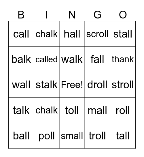 al, all, alk bingo Card